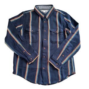 OUTERKNOWN Blanket Shirt Men’s Size Large Organic Cotton Marine Rainbow NWOT